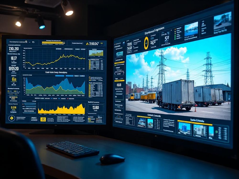 Painéis de monitorização e controlo de energia num evento Rentrack Live Power