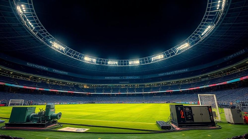 Estádio desportivo iluminado durante um evento